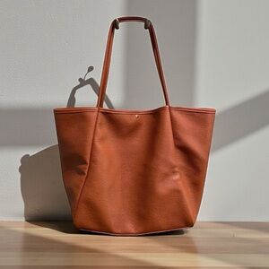 Hoxis Tan Oversized Slouchy Vegan Leather Tote Weekender Bag in Camel